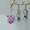 (US Local)6Pcs Acrylic Double Sided Cross Flower Diamond Painting Keychain for Bag Decor