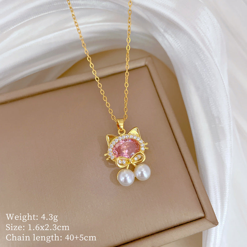 Copper Micro-Inlaid Necklace For Women Copper Micro-Inlaid Real Gold Electroplating Simple Ins Exquisite Clavicle Chain Neck Chain