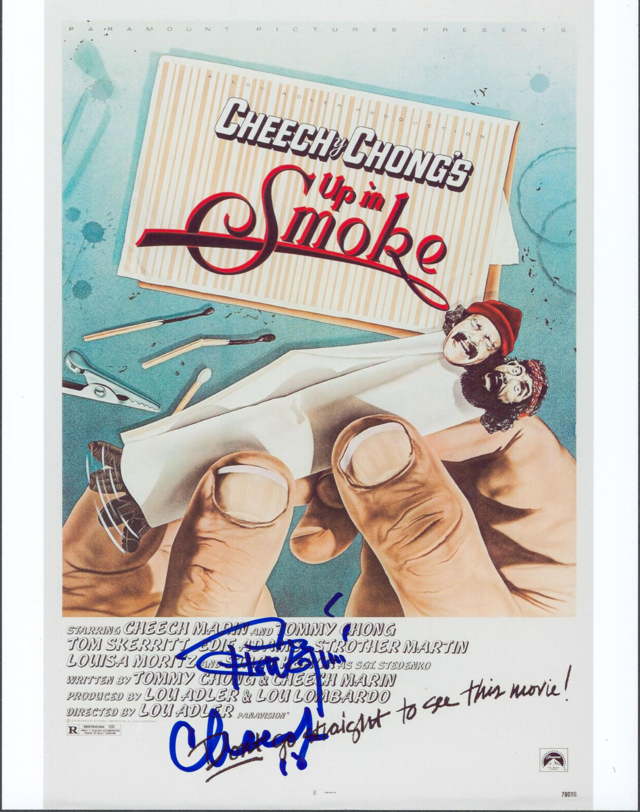 Cheech Marin & Tommy Chong Up in Smoke Authentic Signed 8.5x11 Photo Poster painting BAS #E85519