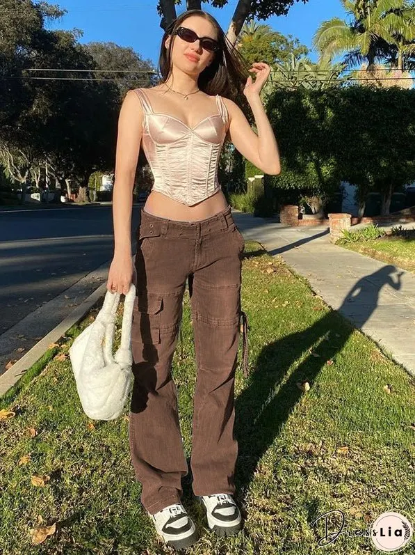 Belt Drawstring Straight-leg Track Pants