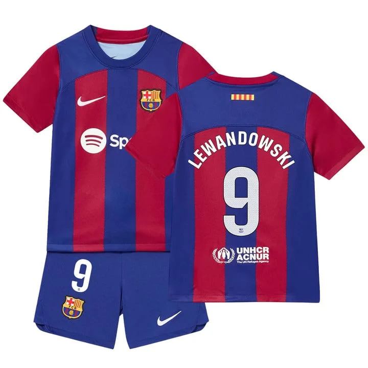 FC Barcelona Robert Lewandowski 9 Heimtrikot Kinder Mini Kit 2023-2024