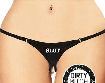 pornhint Pornhint Slut Letters CROTCHLESS G-STRING, adult knickers, fetish, hotwife cuckold, sex, panties, swingers, wife, , printed
