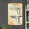 Colt 1911 brevet d&rsquo;arme &agrave; feu - Panneaux en &eacute;tain m&eacute;tallique(20*30cm/30*40cm)