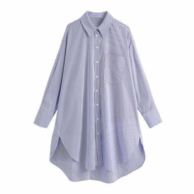 Autumn Za White Oversized Button Up Shirts Women Blouses Blue Collar Poplin Shirt Long Sleeve Plus Size Ladies Tops Pocket