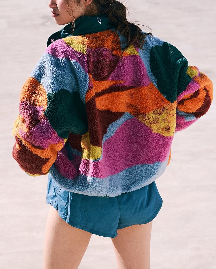 Multicolor Printed Fleece Jacket