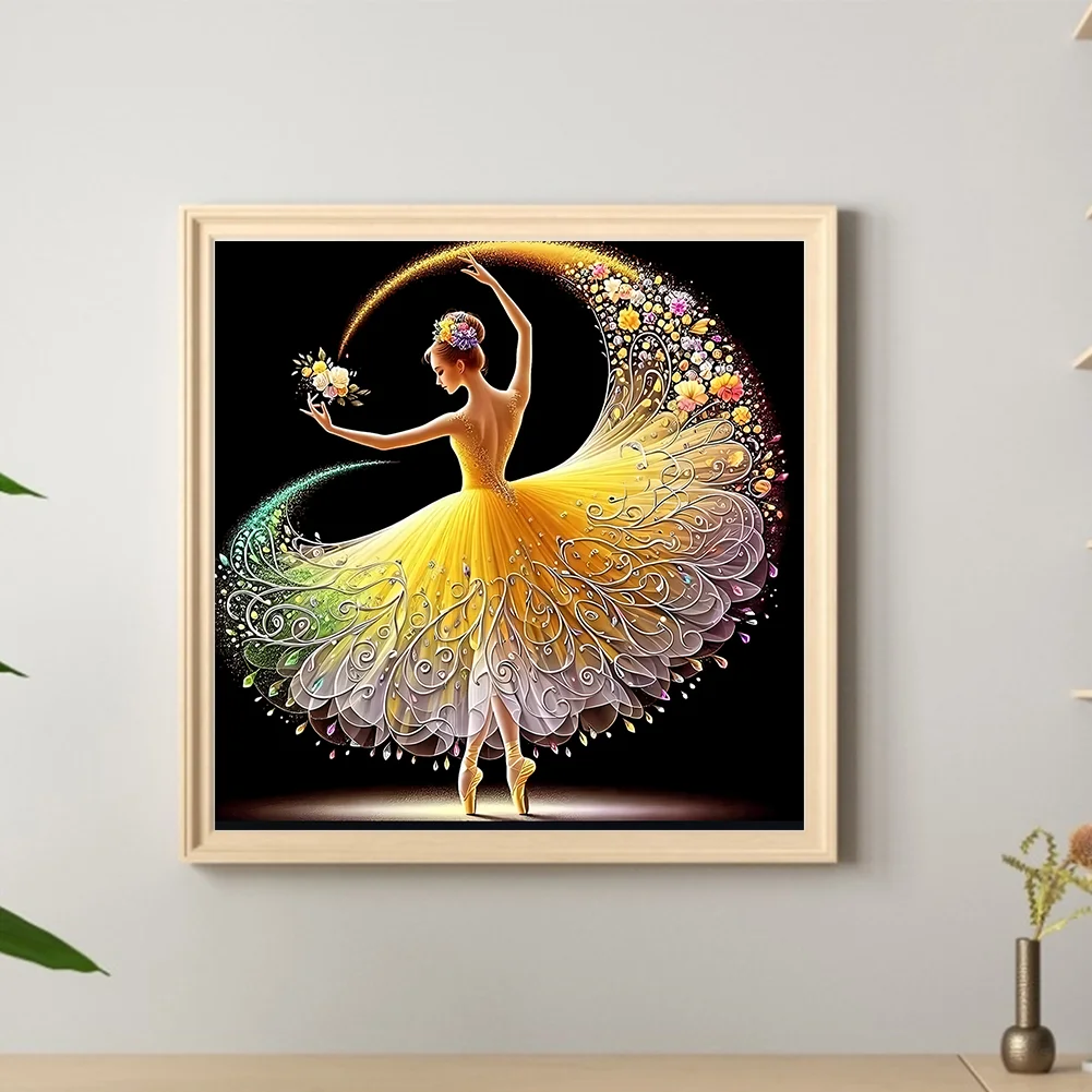 Diamond Painting - Full Round Drill - Flower Skirt Girl(Canvas|40*40cm)