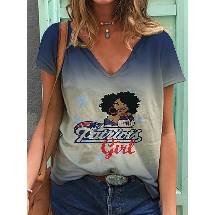 New England Patriots Lightweight Short Sleeve V-Neck T-Shirt