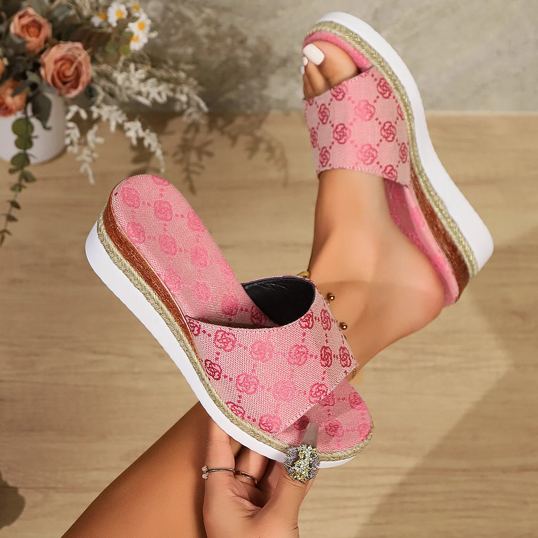 Zingj Zingj Summer New Ladies Slope With Thick Bottom Fish Mouth Slippers Large Size High Heel Cool Slippers Female