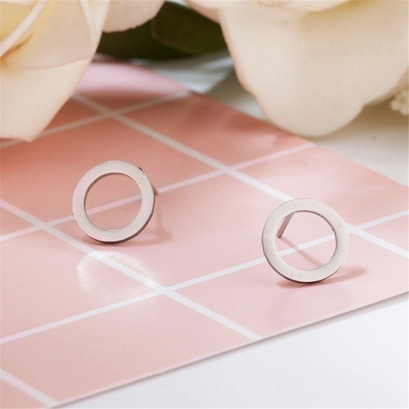 Simple Hollow Round Stainless Steel Earrings