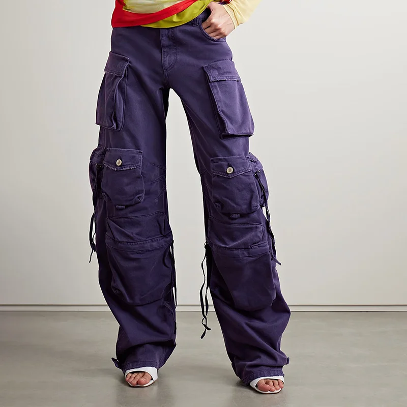 Toloer Toloer 2024 New Street Overalls Wind Multi-Pocket Jeans High Waist Versatile Show Thin Straight Pants Women-Outfit Ideas