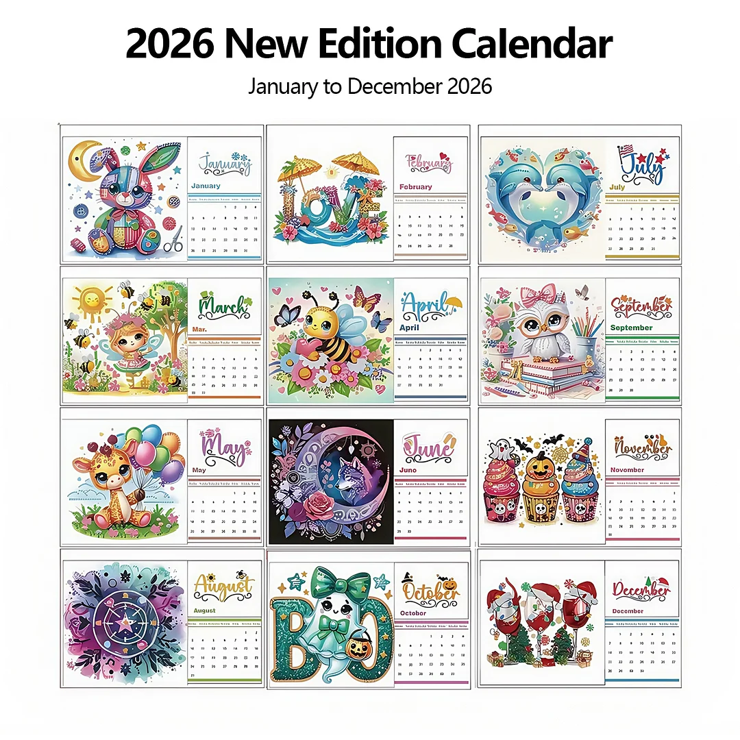 5D/DIY Calendar Crystal Painting Desk Calendars Kit Diamond Decorations Calendar