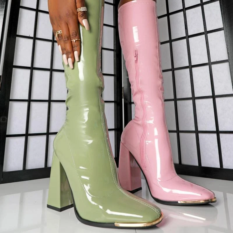 New Arrival Women Platform Thigh Boots Pink Black Party Shoes Plus Size Patent Leather Ytmtloy Knee High Botines De Mujer Sexy