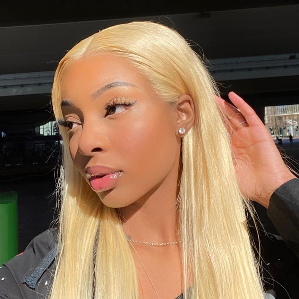 Vallbest Hair 180% Straight Human Hair Blonde Lace Front Wig 12A US Mall Lifes