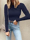 Look-Thin Crochet Long Sleeves Shirts Tops