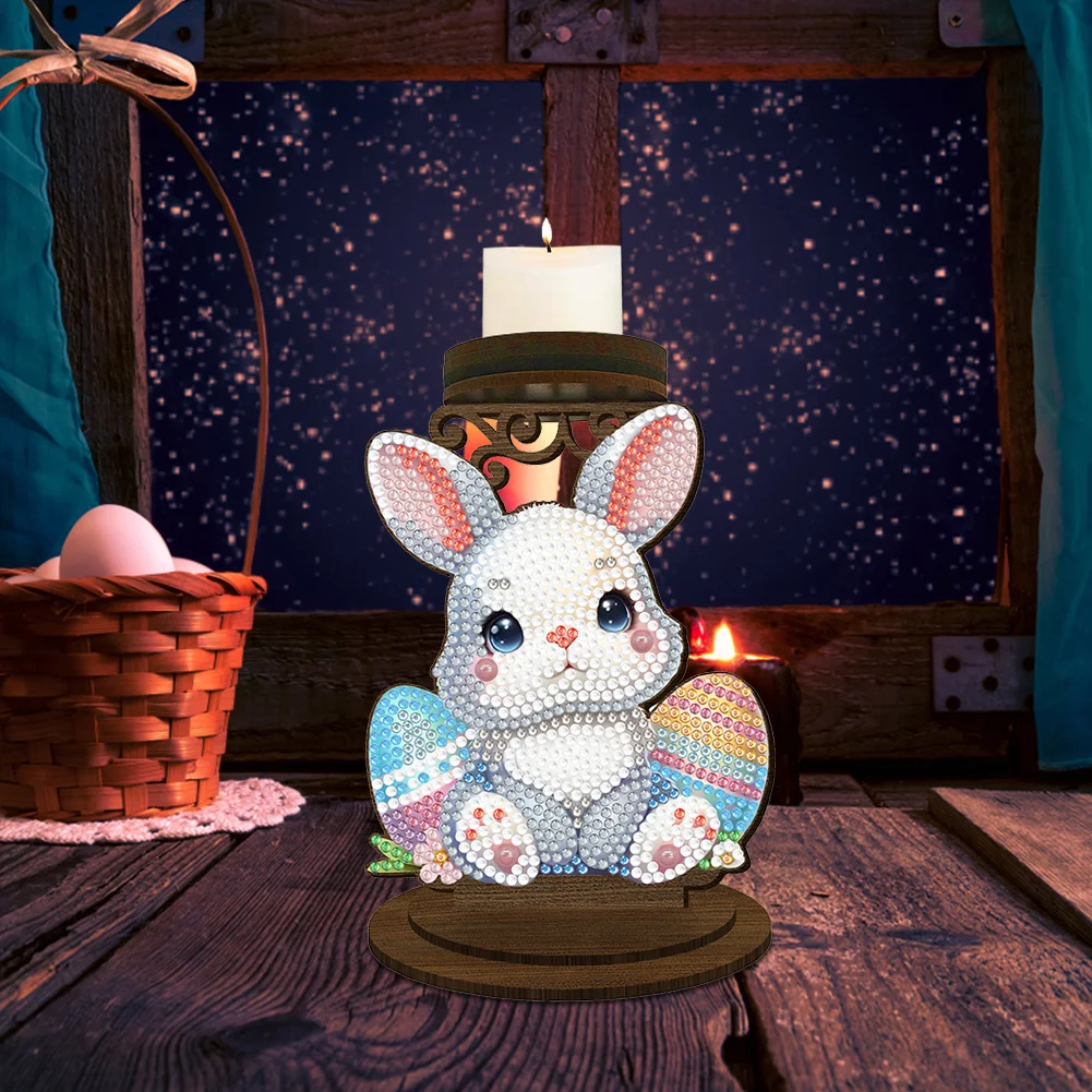 Easter Egg Bunny 5D DIY Diamond Painting Candle Holder Ornaments for Art Crafts