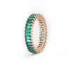 14K Rose Gold 3*1.5mm Baguette Cut Zambian Lab Emerald Eternity Ring
