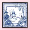 (Stamped/Counted) Orchid Porcelain Scenery-14CT Cross Stitch 40*40cm/15.75*15.75in