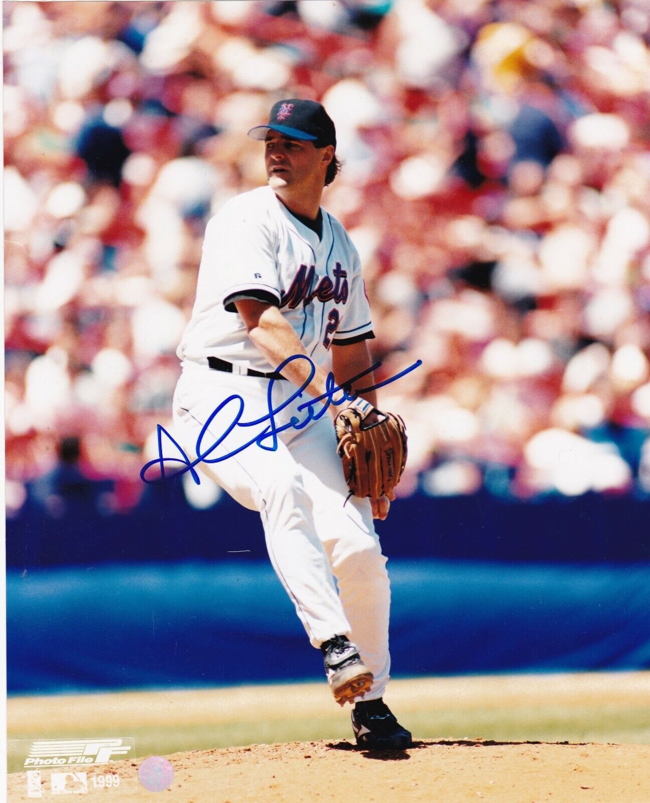 AL LEITER NEW YORK METS ACTION SIGNED 8x10