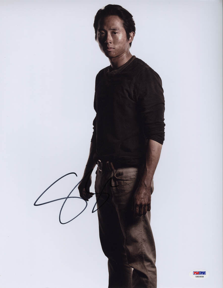 Steven Yeun SIGNED 11x14 Photo Poster painting Glenn The Walking Dead PSA/DNA AUTOGRAPHED