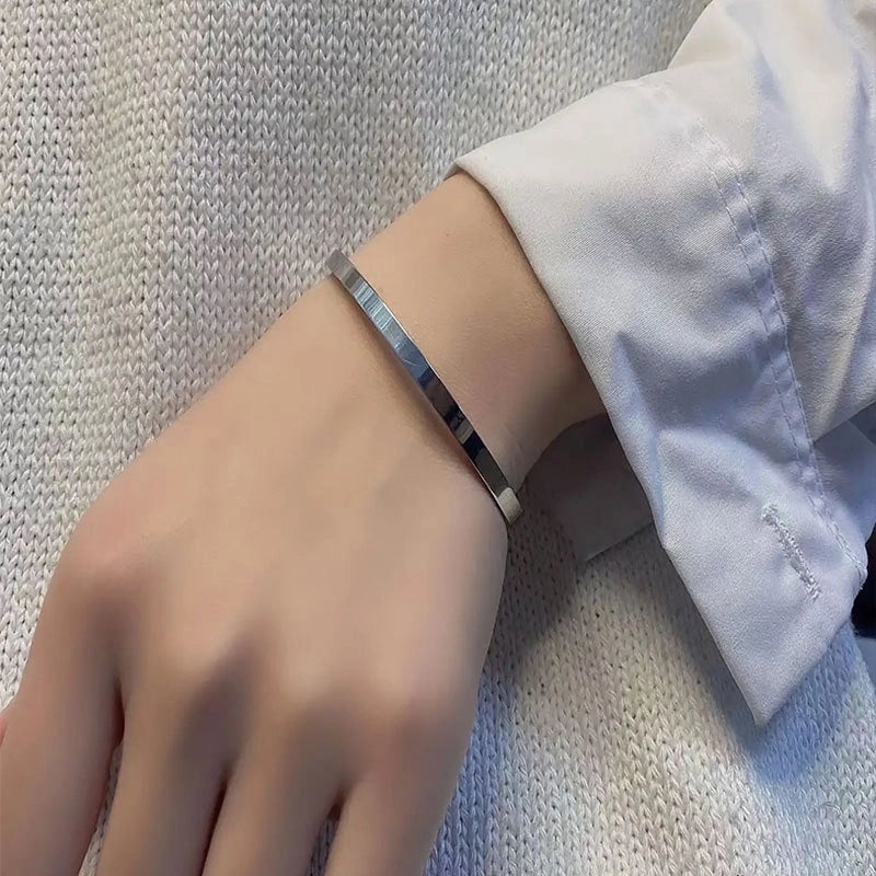 Minimalist Geometric Titanium Steel Bangle