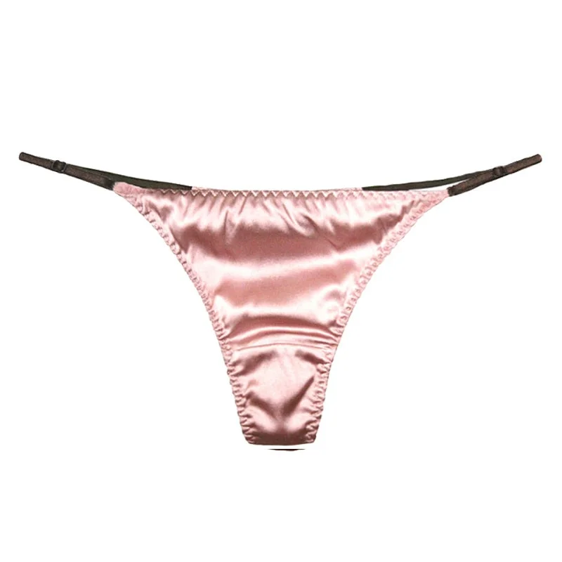Sexy Satin Panties Women Ice Silk Thong Underwear Cute Red G-strings Low Waist Briefs Sex Lingerie Women Romantic Panty Thongs