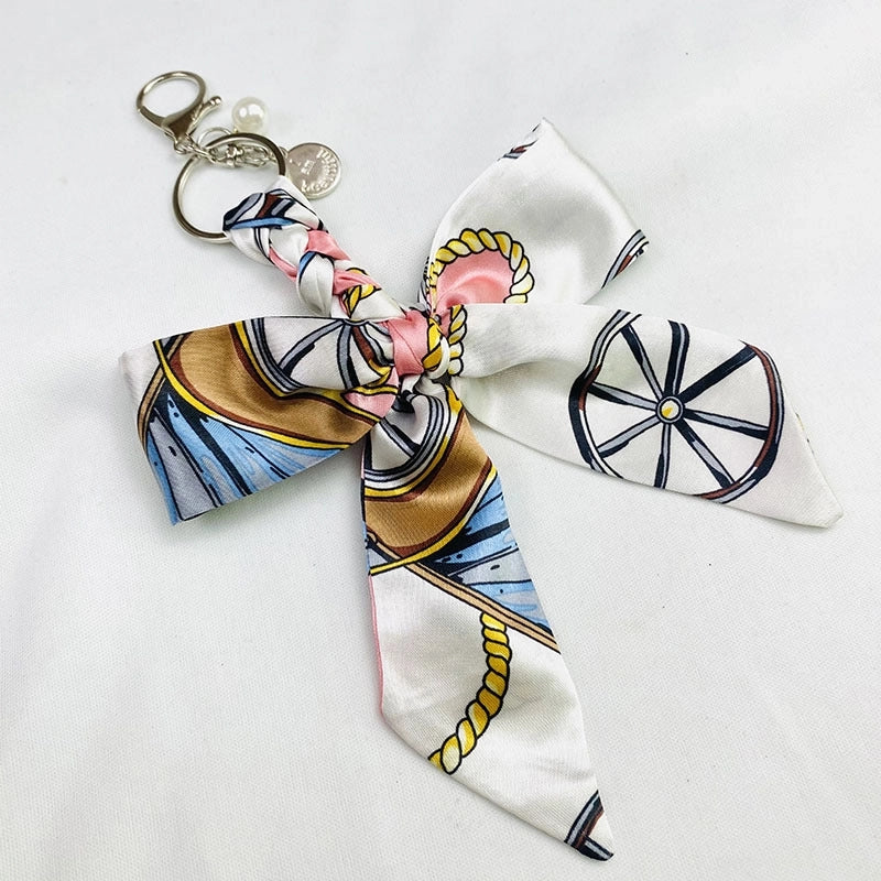Sweet Minimalist Bow Knot Cloth Metal Unisex Bag Pendant Keychain