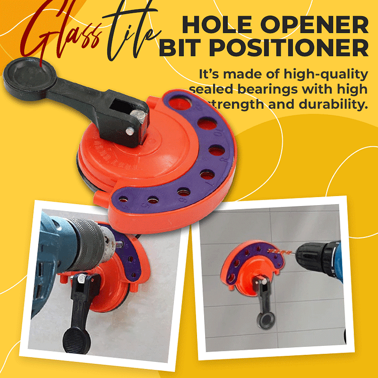 Glass tile hole opener bit positioner