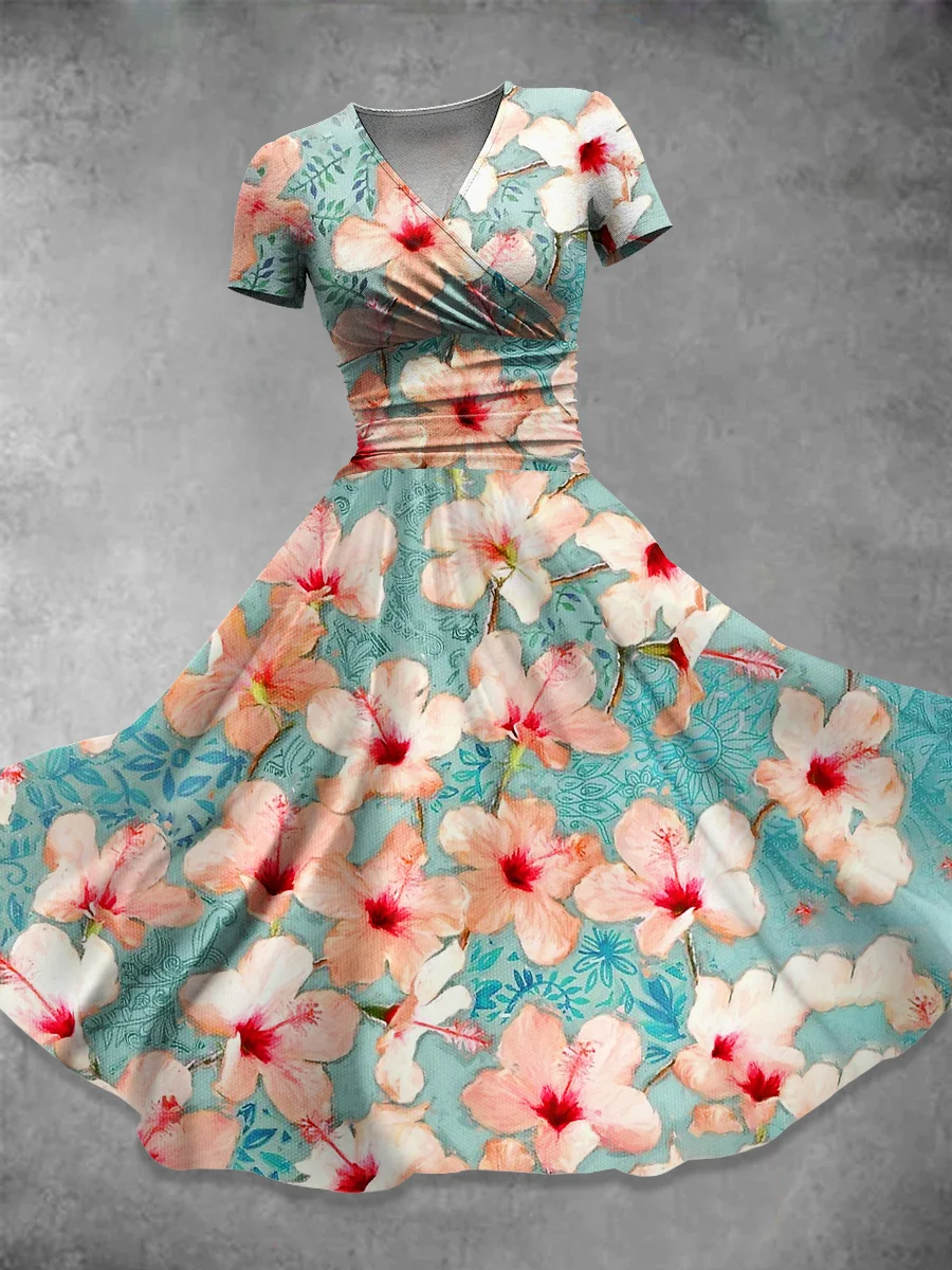 Flower Art  Print Casual Dress