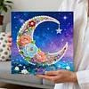 DIY Pearl Painting Moon in the Lake for Home Decor with Frame(25x25cm)