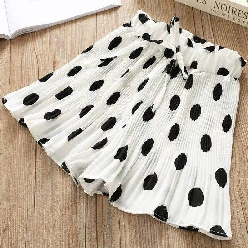 Girls Pants Summer Elastic Chiffon Breathable Loose Wide Leg Pants Girl Clothes Casual Pleated Leggings for Girls