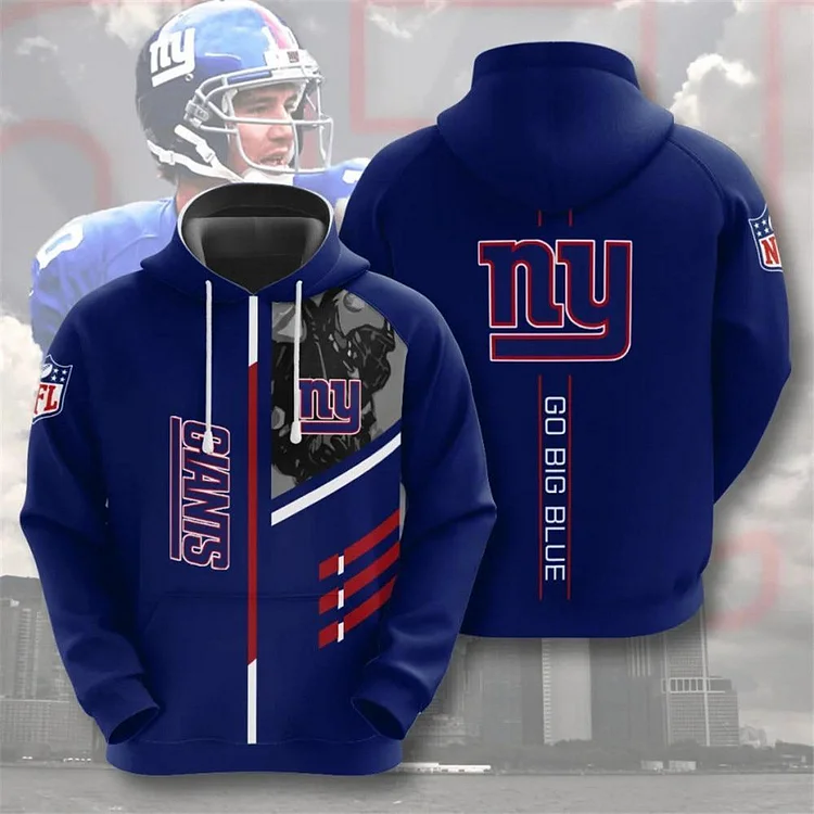 New York Giants 3D Printed Hooded Pocket Pullover Hoodie