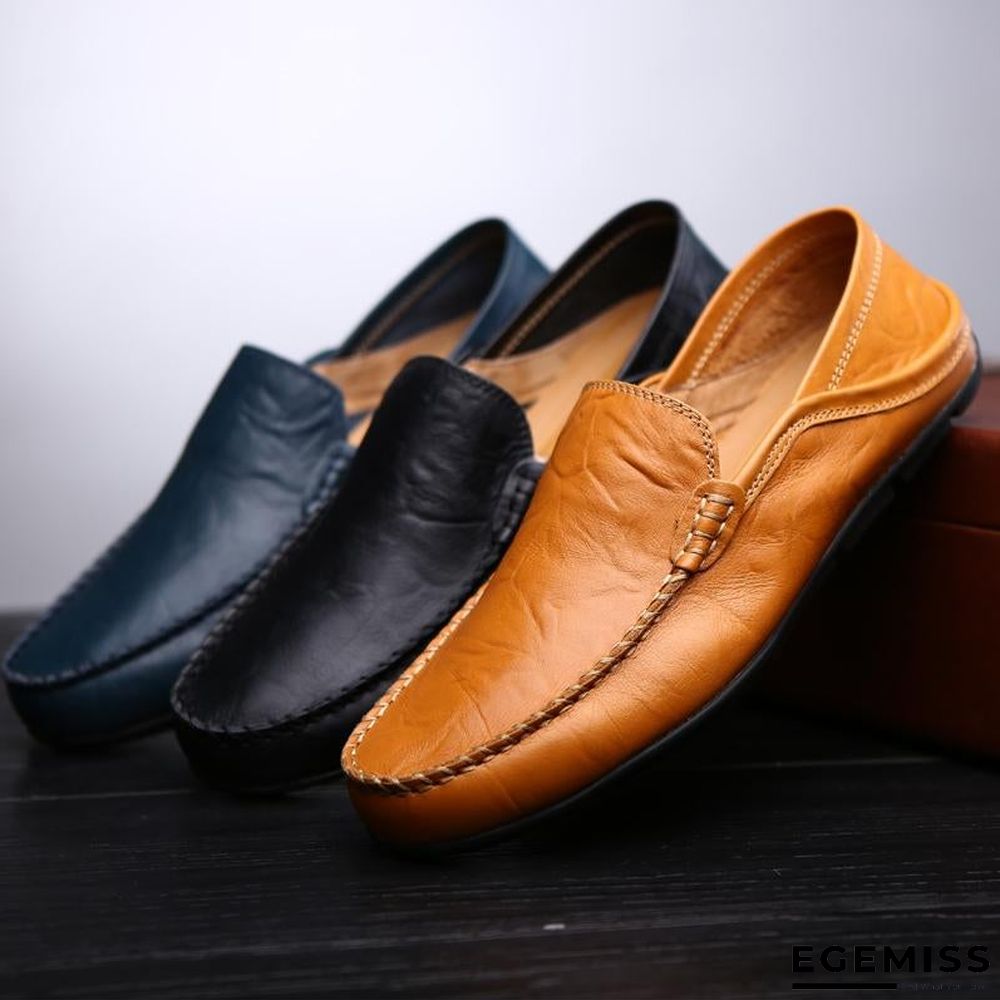 Men's Genuine Leather Loafers Casual Flat Shoes | EGEMISS