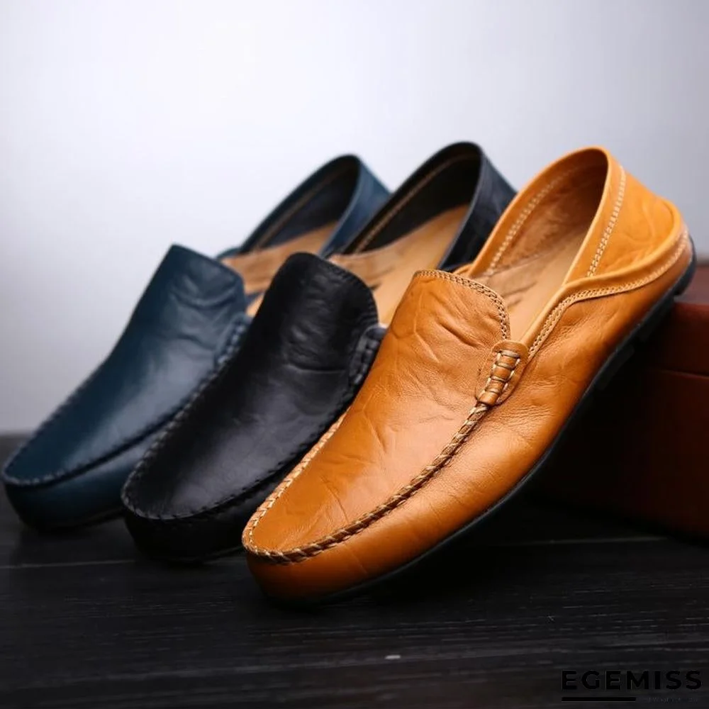 Men's Genuine Leather Loafers Casual Flat Shoes | EGEMISS