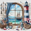 Window And Lighthouse-11CT Stamped Cross Stitch 40*40cm/15.75*15.75in tapestrymarket