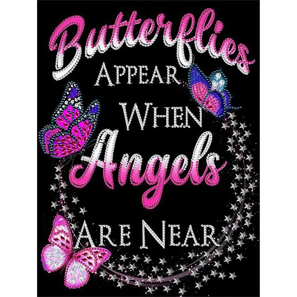 Diamond Painting - Partial Special Shaped Drill - Butterfly Letters(30*40cm)