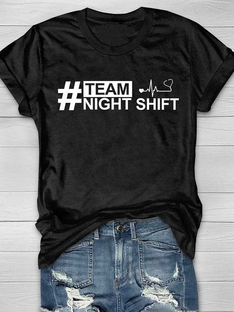 Team Night Shift Print Short Sleeve T-shirt socialshop