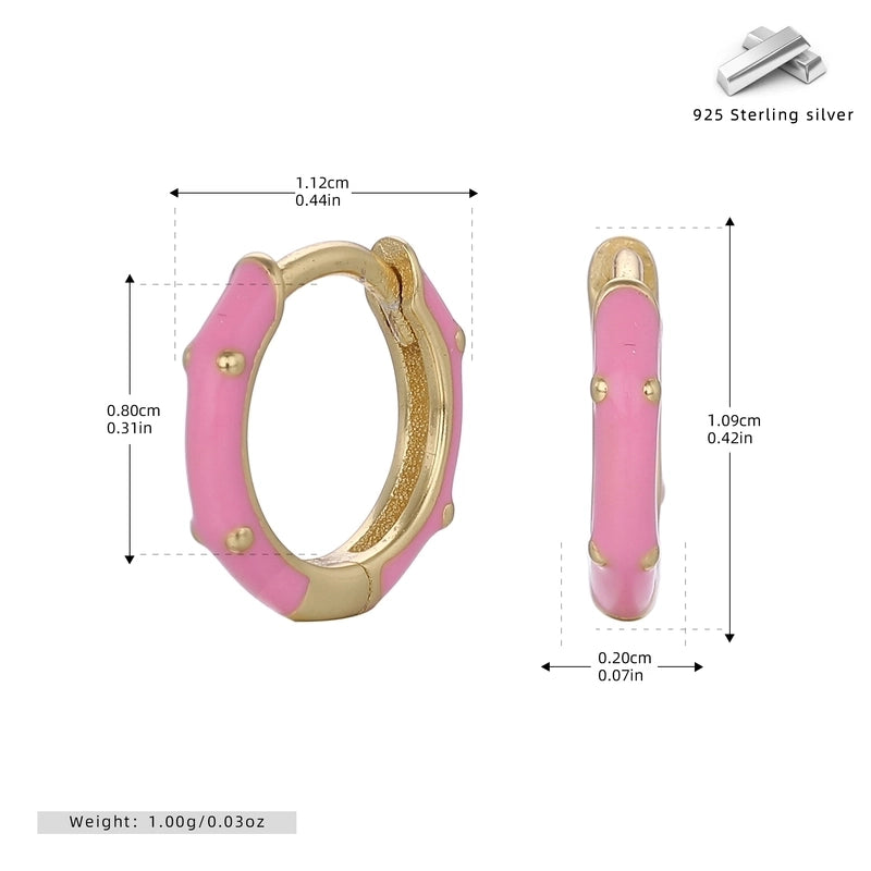 1 Pair 925 Sterling Silver Round Earrings