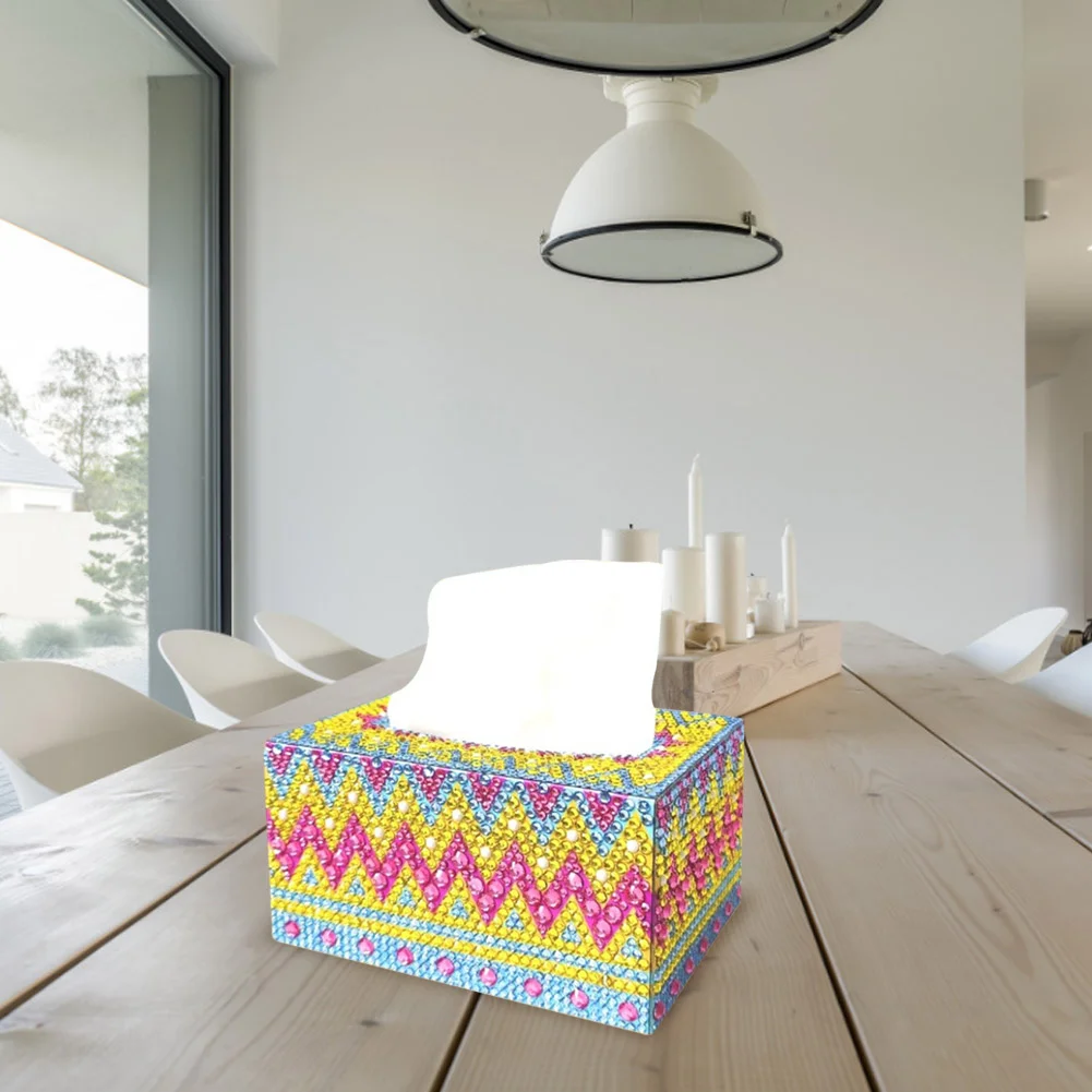 DIY Diamond Painting Tissue Box - Color Stripes