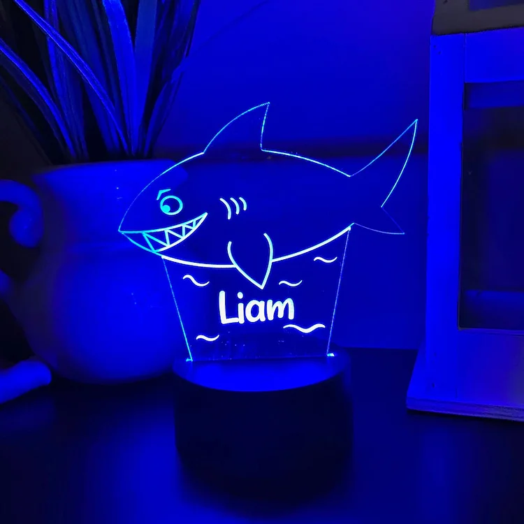 Personalized Shark Home Decoration Lamp With Custom Name Night Light Kid's Bedroom Decor Children's LED Light