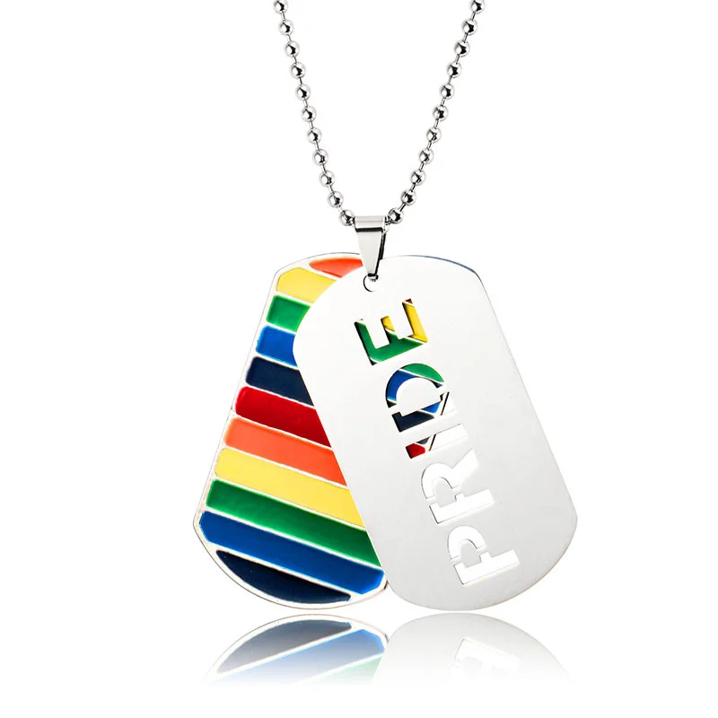 Rainbow oil drip tide pendant men's colorful hip-hop style necklace