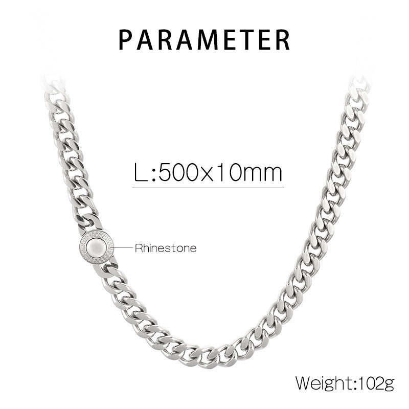 Titanium Steel 18K Gold Plated Hip-Hop Inlay Geometric Rhinestones Bracelets Necklace