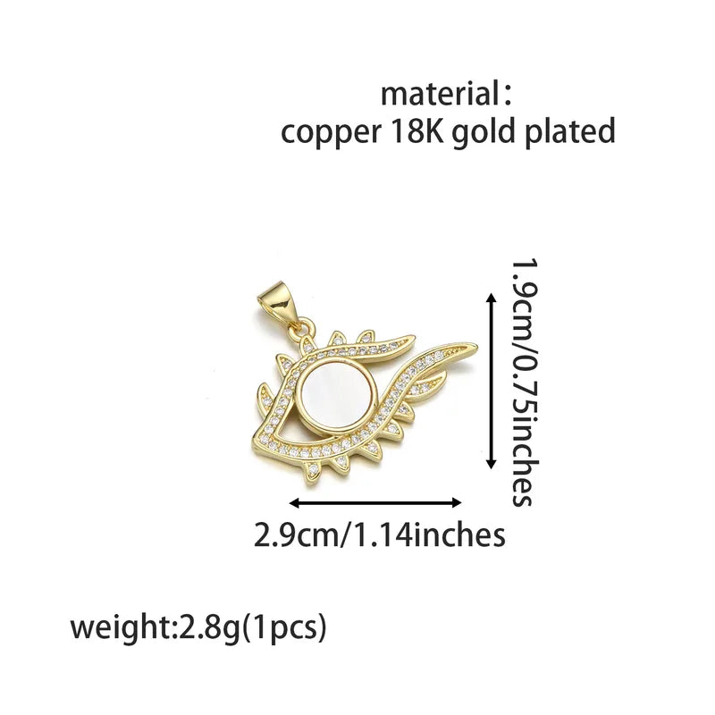 1 Piece 2.2cm*2.5cm 2.4cm*2.9cm Copper Shell Zircon 18K Gold Plated Palm Eye Pendant Jewelry Accessories