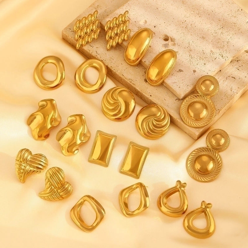 1 Pair Retro Minimalist Classic Style Geometric 304 Stainless Steel 18K Gold Plated Ear Studs