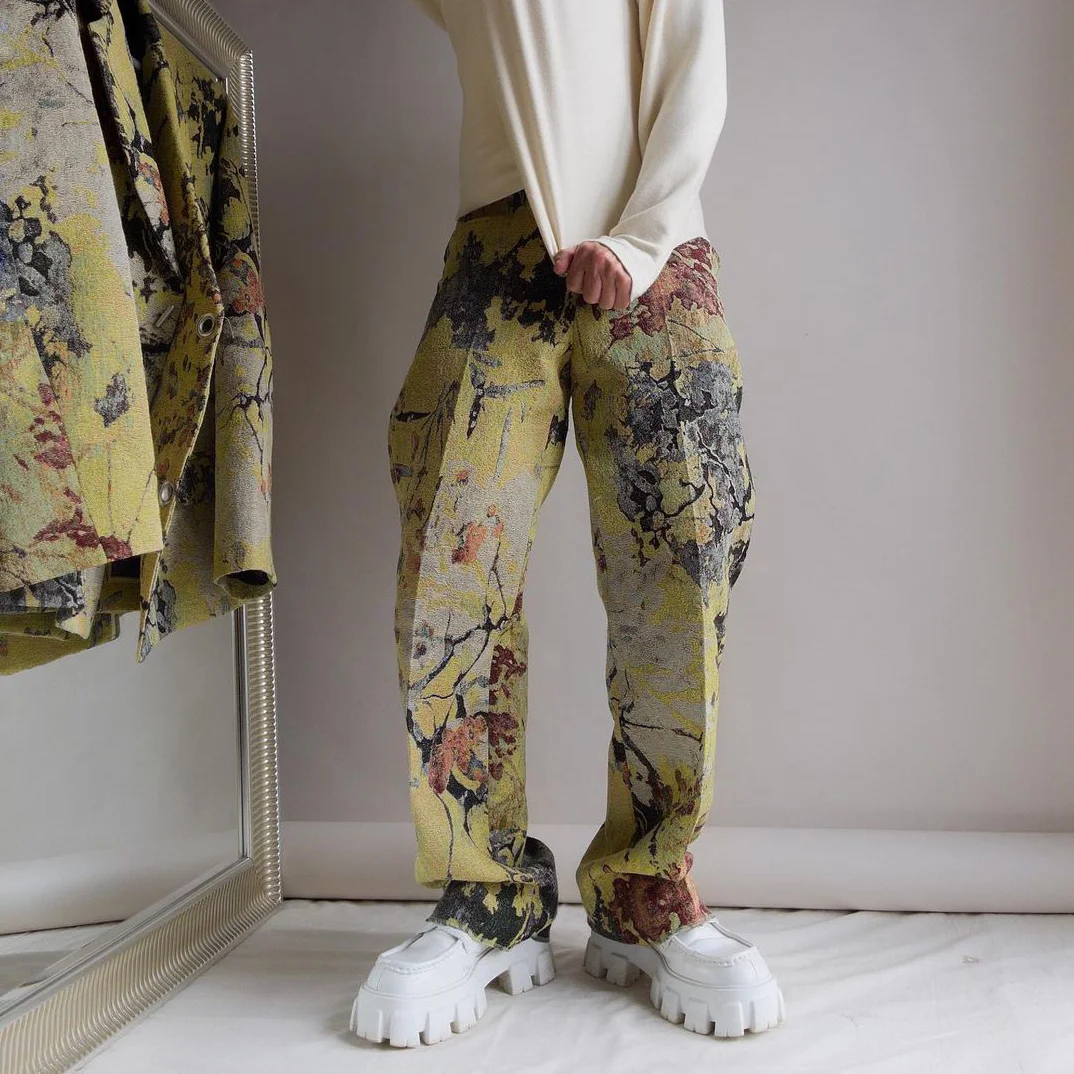 Street style fashion graffiti print casual trousers