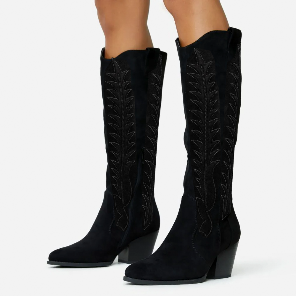 faux suede knee boots