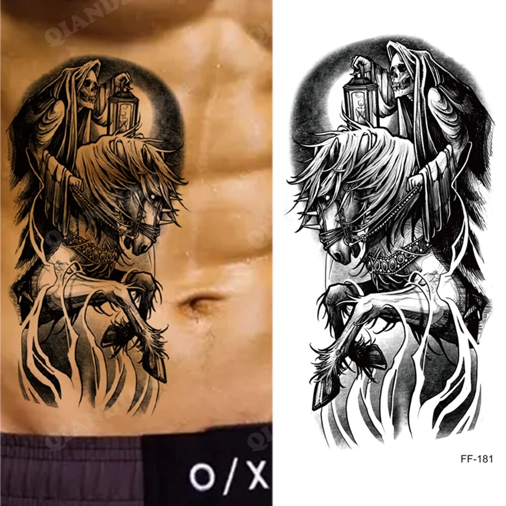 Sdrawing Waterproof Temporary Tattoo Sticker Wolf Lion King Sun Forest Tiger Mechanical Wild Boat Men Body Art Arm Fake Tatoo Women