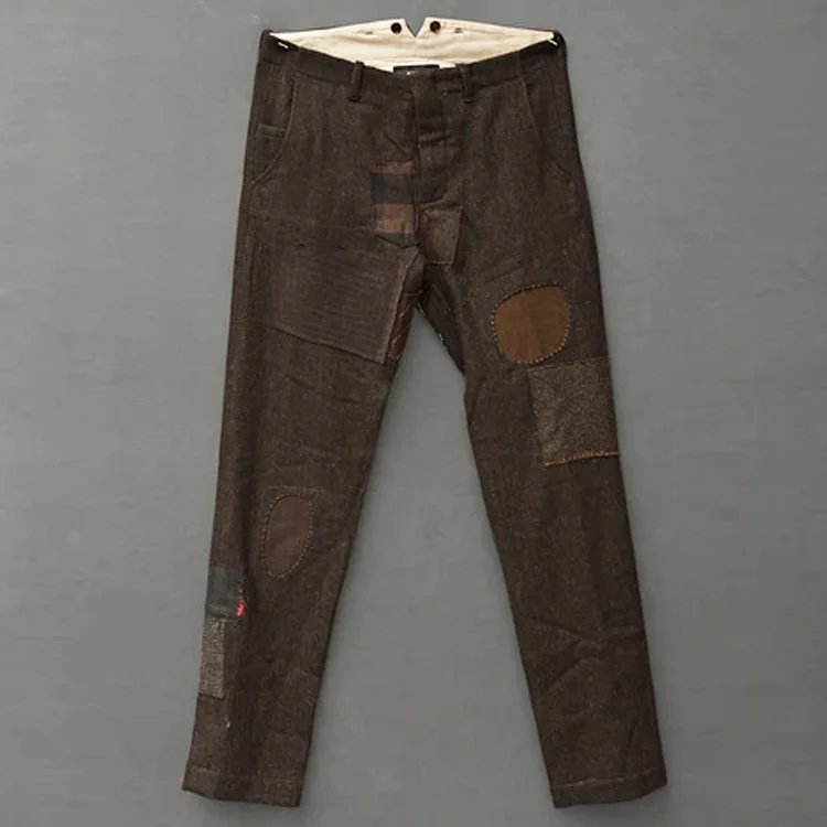Vintage Men's Patchwork Straight Wool Pants