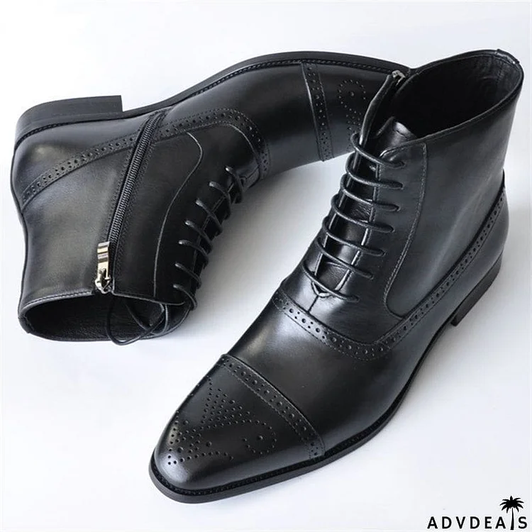 Men's Classic Gentleman Style Zipper Leather Boots