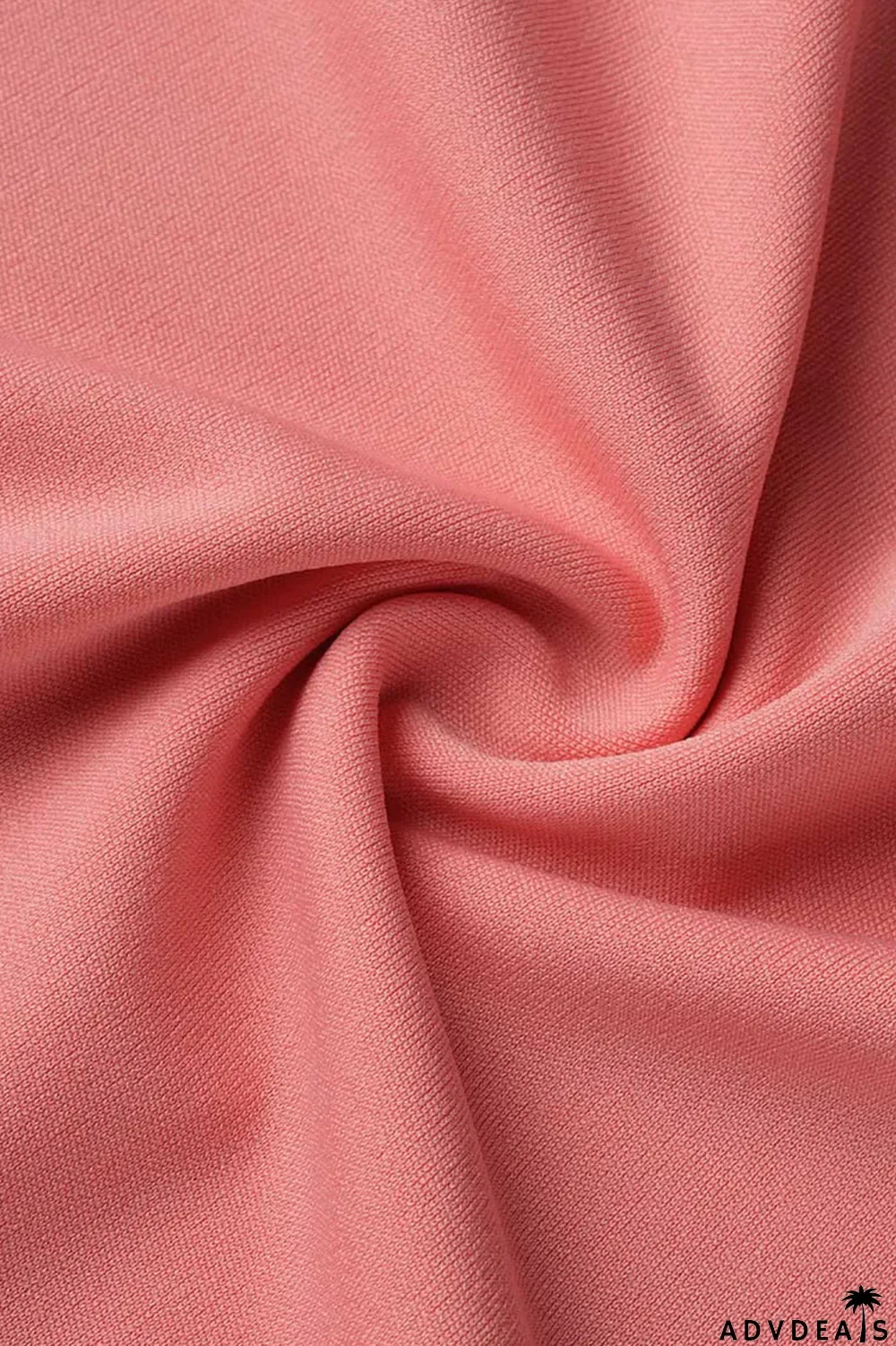 Rose Red Casual Solid Split Joint V Neck Straight Jumpsuits