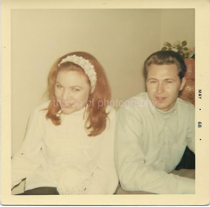 1960's Couple FOUND Photo Poster painting Color WOMAN MAN Original Snapshot VINTAGE 010 7